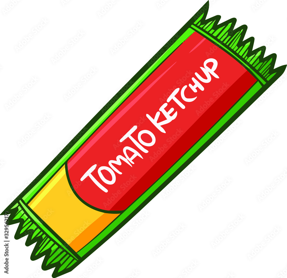 Cute and funny tomato ketchup sachet packaging