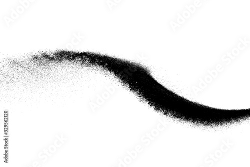 Black grainy texture isolated on white background. Dust overlay. Dark noise granules. Digitally generated image. Vector design elements. Illustration, Eps 10.