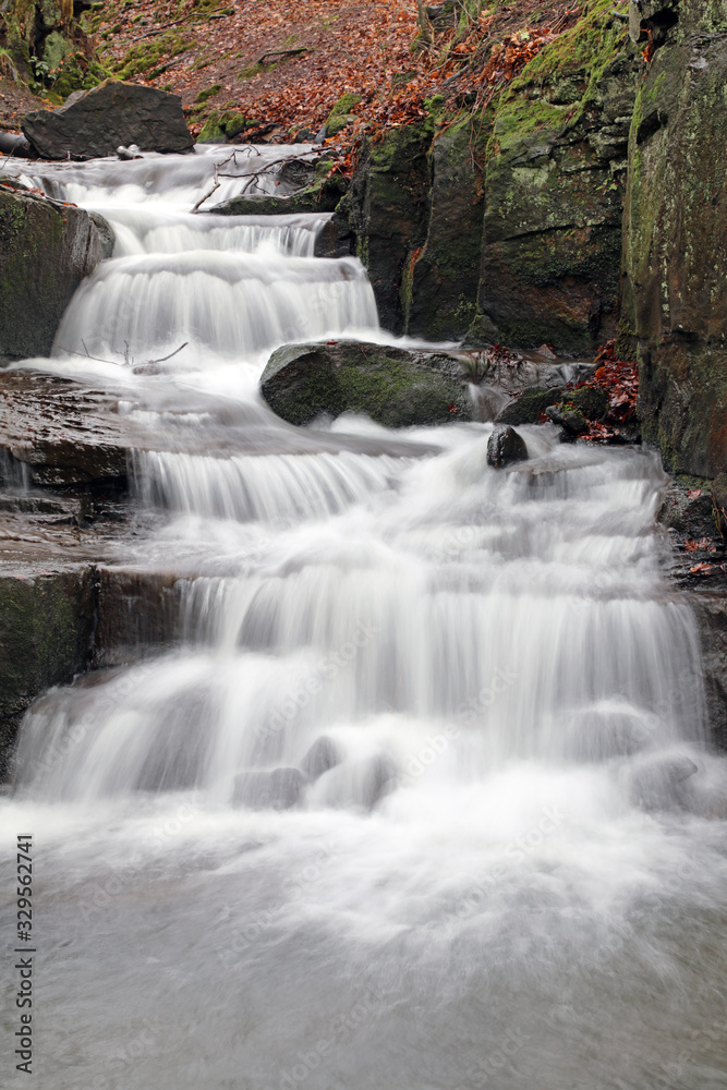Cascading water in Lumsdale, Derbyshire Cascading water in Lumsdale, Derbyshire