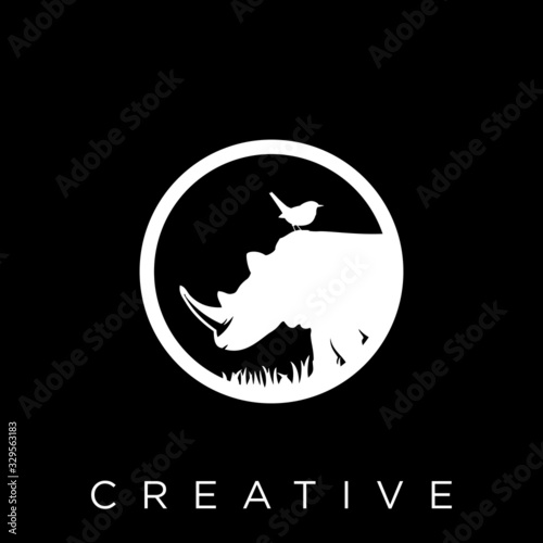 rhino bird logo design
