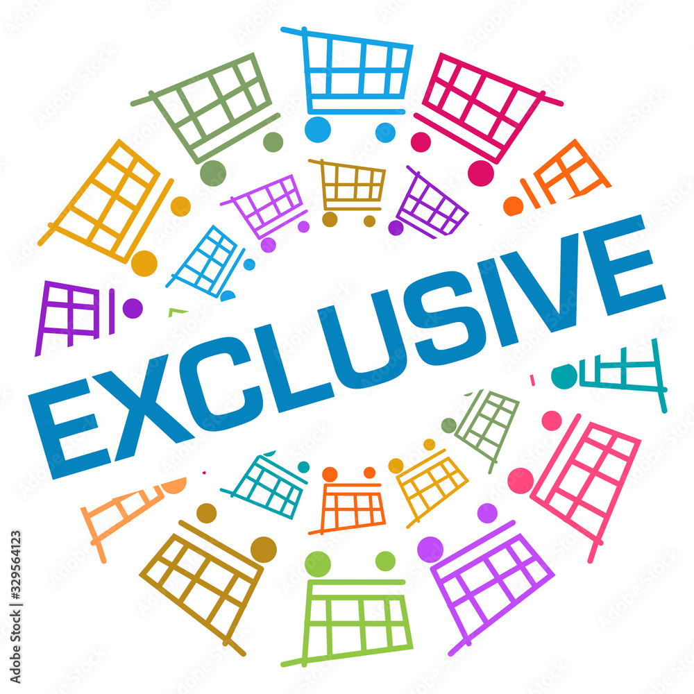 Exclusive Colorful Shopping Cart Circular Badge Style 