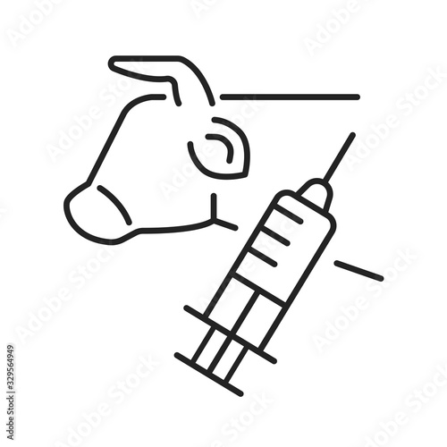 Stem cell biopsy black line icon. Involving extraction of sample cells or tissues of cow. Pictogram for web page, mobile app, promo. UI UX GUI design element. Editable stroke.