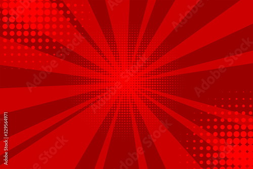 Comic red sunbeam background Retro pop art style cartoon