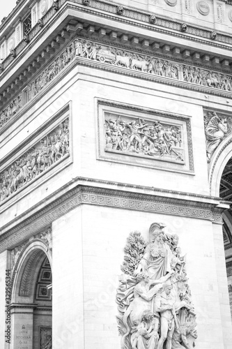 Arc de Triomphe, black and white photography, in Paris, France