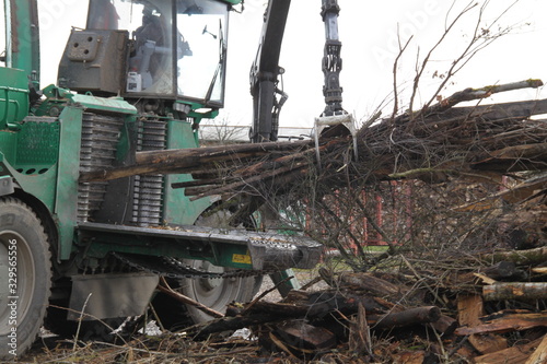 Giant wood chipper industrial machinery 