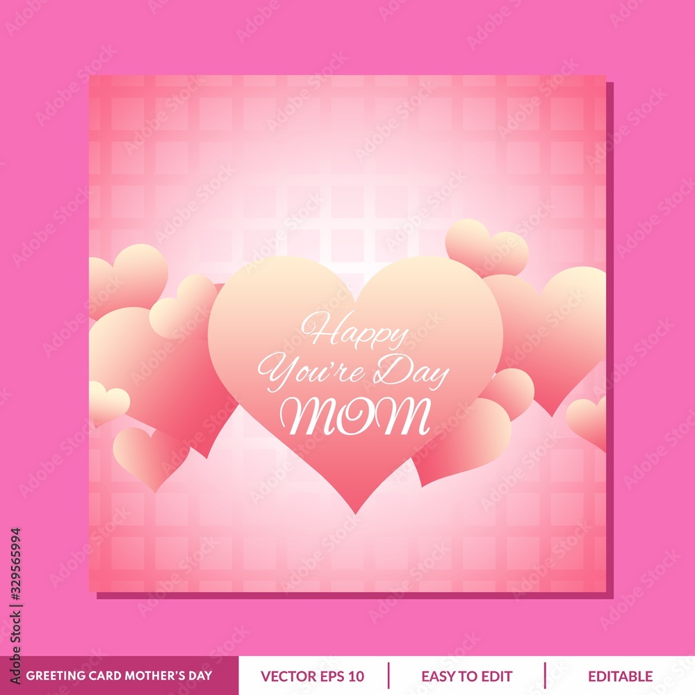 Mother's day greeting card design with flowers and love background vector. Creative mothers day card vector illustration for social media post, blog post, and direct sending to your mother.