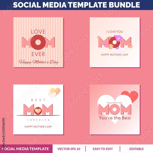 Mother's day greeting card design with flowers and love background vector. Creative mothers day card vector illustration for social media post, blog post, and direct sending to your mother.