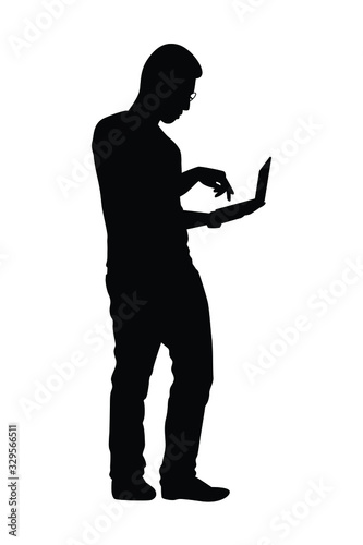 Young man silhouette vector  people