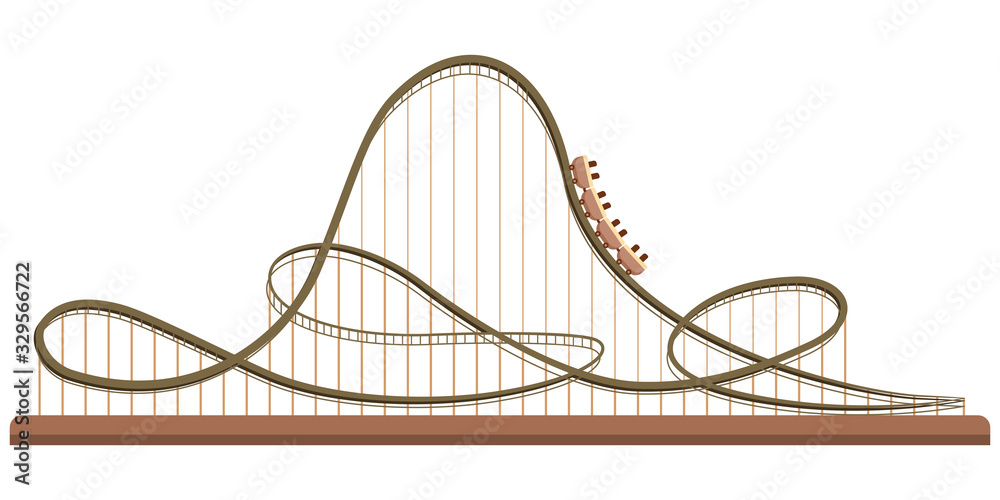 Roller coaster in amusement park. Illustration in flat style isolated ...