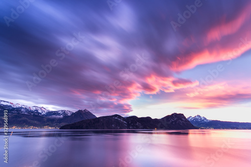 Sunset over Lake Lucerne. Long exposure. © patma145