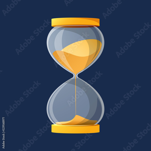 Antique hourglass. Transparent antique hourglass.