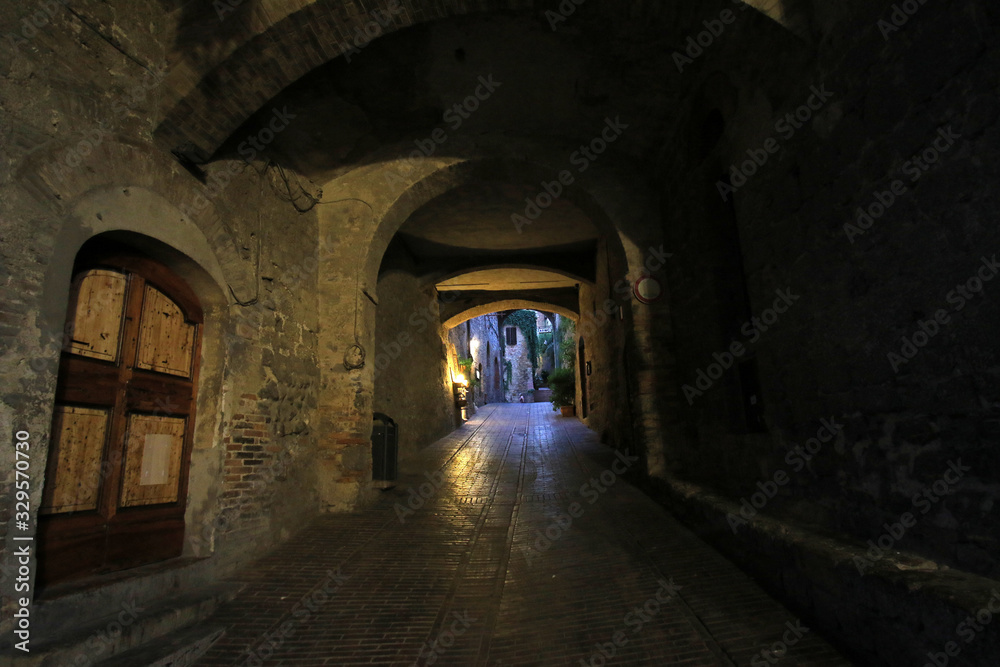 Tunnel in Old Town of San Gimignano, Tuscany, Italy