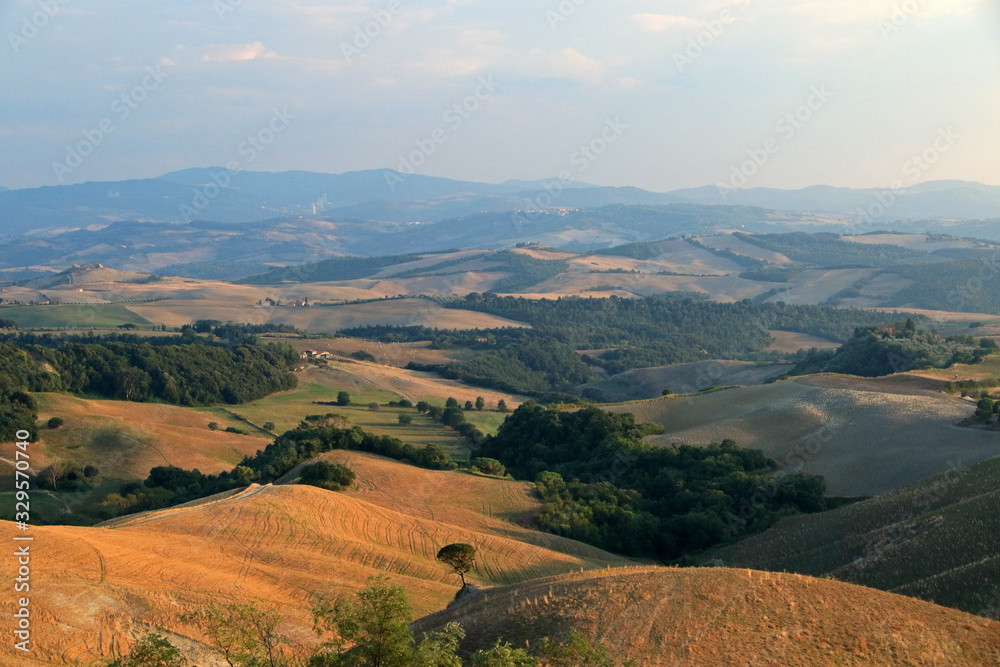 Landscape of Tuscany, view from Volterra, Italy