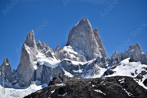 Landscape of snow-capped Fitz Roy, Patagonia