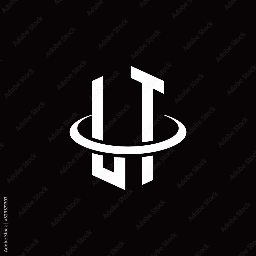LT monogram logo in a hexagon style and surrounded by a ring Stock ...