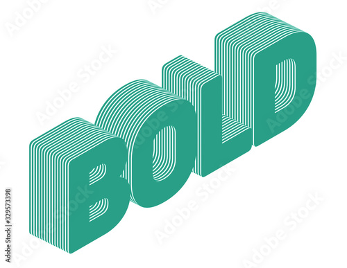 Bold word typography 3D rendering isolated white background