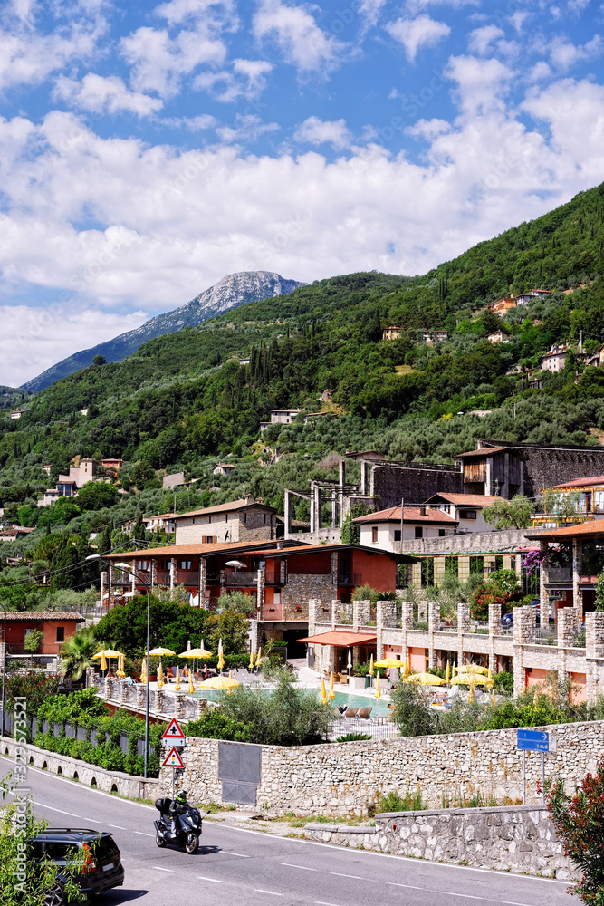 Beautiful landscape and road in Gargnano small town on Garda Lake Italy