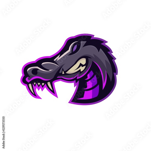 E-sports team logo template with crocodile vector illustration