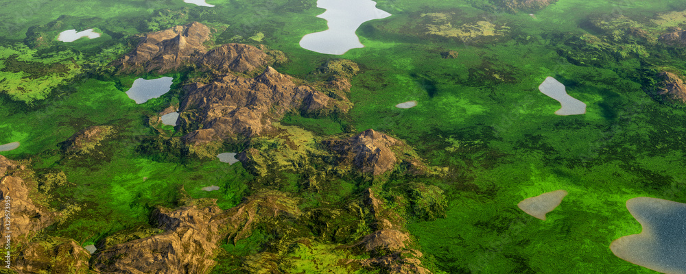 3d view of mossy rock background