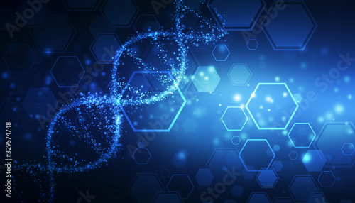 DNA structure, abstract medical and health care background, Abstract technology science concept DNA futuristic on hi tech blue background 