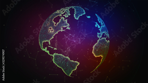 Earth Globe. Background with Light Effect. Global International Connectivity Background. 3D illustration.