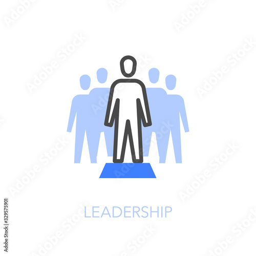 Leadership symbol with a group of people and one person as a leader in front of them. Easy to use for your website or presentation.
