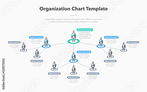 Modern simple company organization hierarchy schema template with place for your content. Easy to use for your website or presentation.