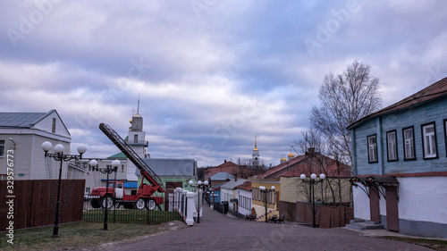 View of old historical street Georgievskaya in downtown, Vladimir, Russia.