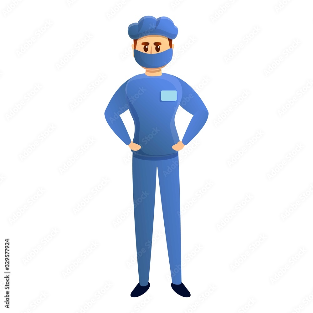 Podiatrist blue clothes icon. Cartoon of podiatrist blue clothes vector icon for web design isolated on white background