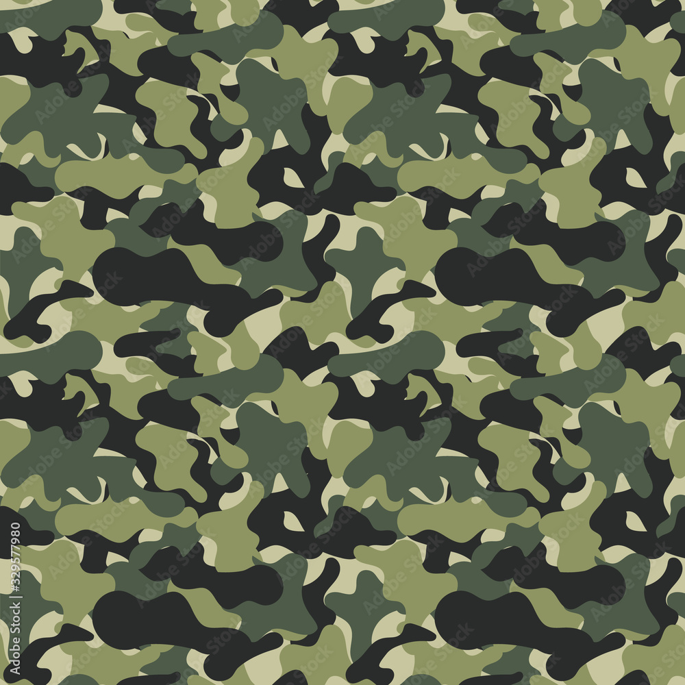 Fototapeta premium Camouflage seamless pattern texture. Abstract modern vector military camo backgound. Fabric textile print template.
