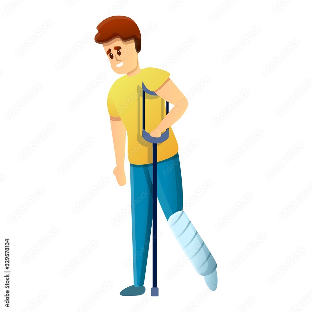 Patient plaster leg icon. Cartoon of patient plaster leg vector icon for web design isolated on white background Patient plaster leg icon. Cartoon of patient plaster leg vector icon for web design isolated on white background