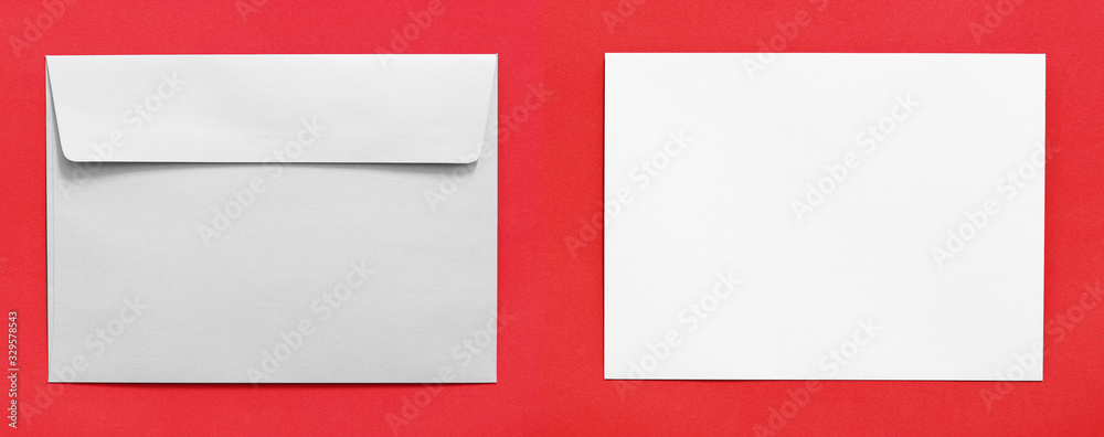 Obraz premium envelope on red paper background