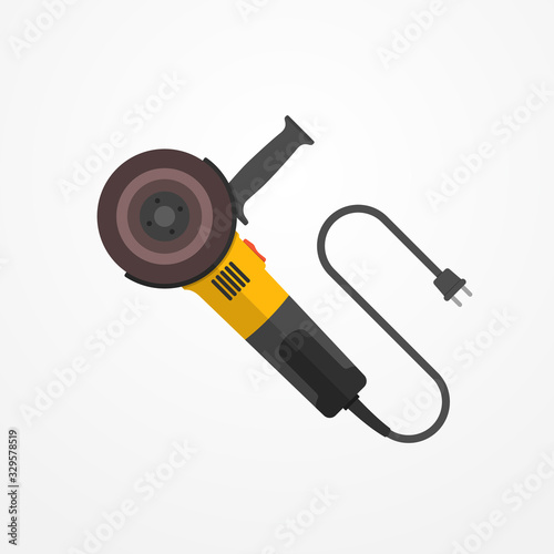 Tablou canvas Typical electric angle grinder with wire and abrasive disc