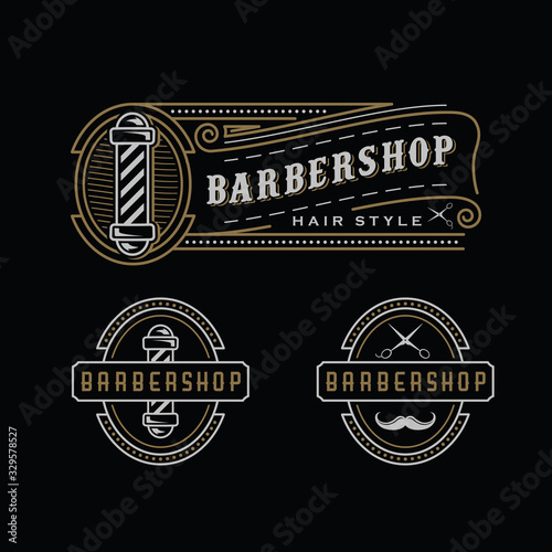 Barbershop set pack template logo Design