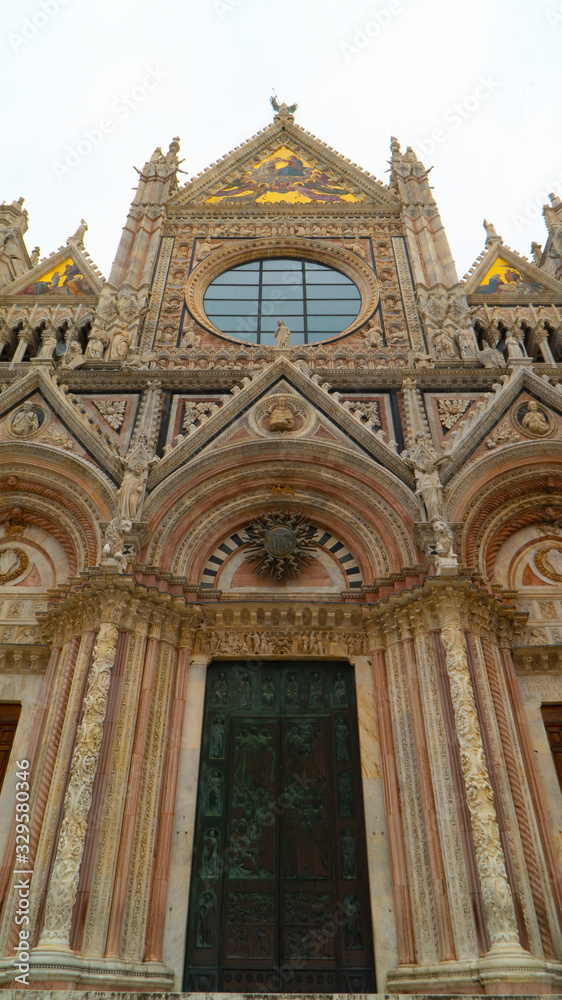 facade of cathedral in siena italy