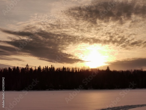 sunset over lake