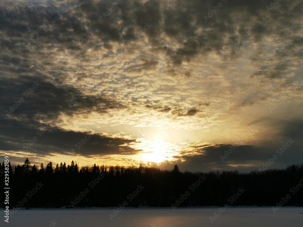 sunset over lake