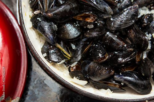 Cooked fresh mussels