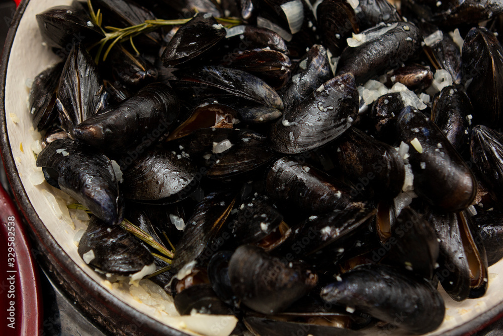 Cooked fresh mussels Cooked fresh mussels