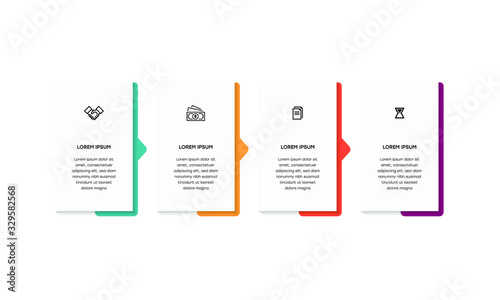 Infographic. Vector Infographic design template with icons and 4 numbers options or steps. Can be used for process diagram, presentations, workflow layout, banner, flow chart, info graph.