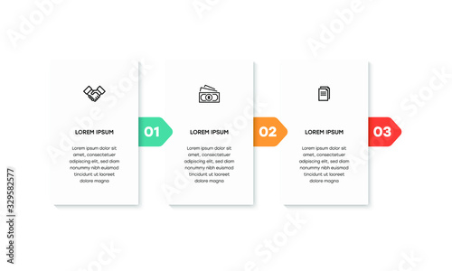 Infographic. Vector Infographic design template with icons and 3 numbers options or steps. Can be used for process diagram, presentations, workflow layout, banner, flow chart, info graph.