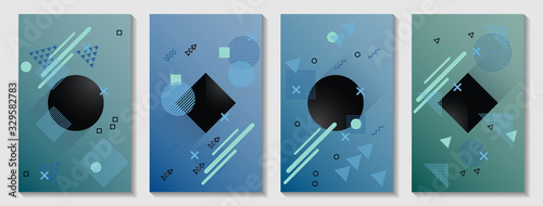 Memphis cover layouts kit. Front page templates