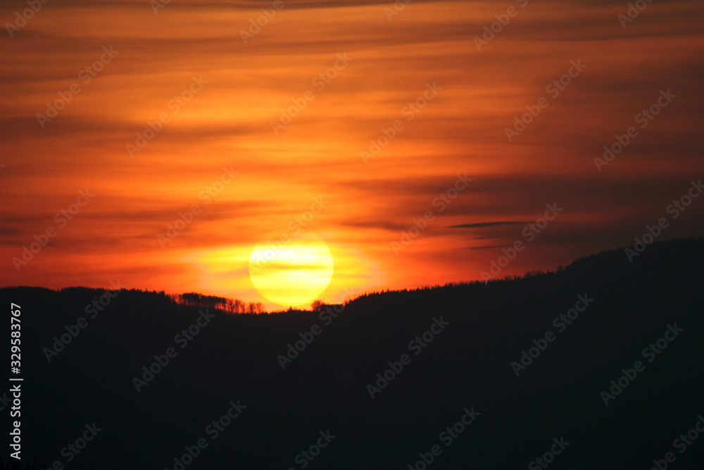 sunset in the mountains