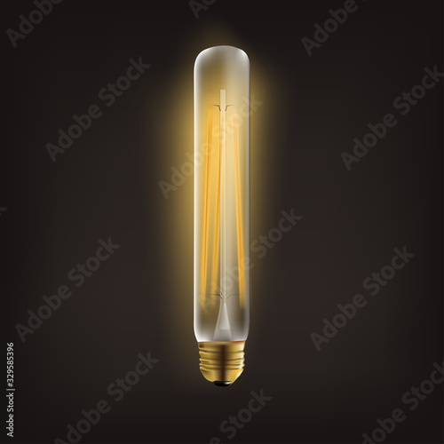 Realistic and colored vintage glowing light bulbs transparent set with included lamps in loft style vector illustration