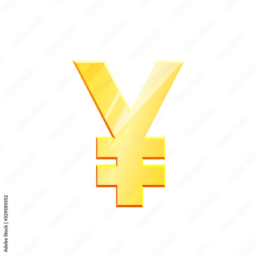 JPY Golden Yen symbol on white background. Finance investment concept. Exchange Japan currency Money banking illustration. Business income earnings. Financial sign stock vector