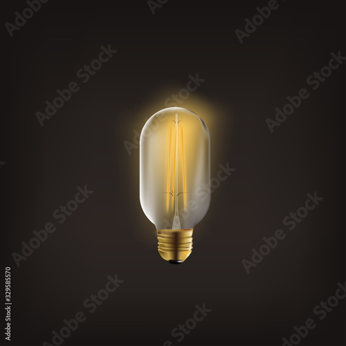 Realistic and colored vintage glowing light bulbs transparent set with included lamps in loft style vector illustration