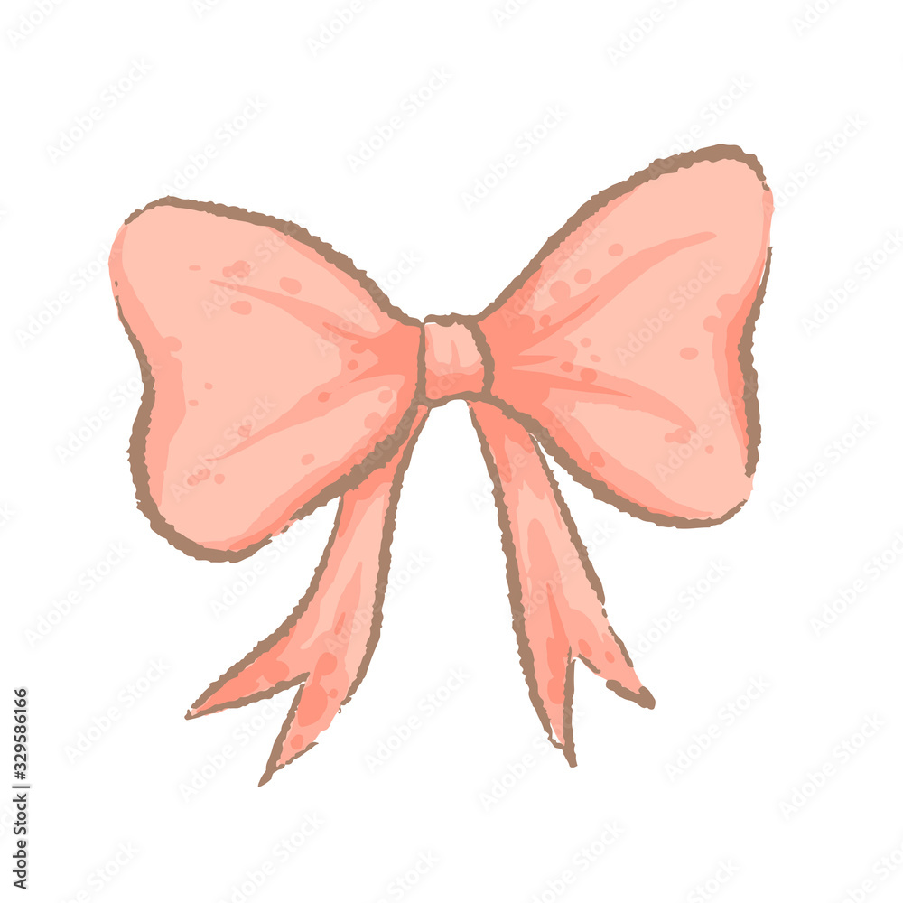 Cute pink bow. Imitation of watercolor handmade Cute pink bow. Imitation of watercolor handmade
