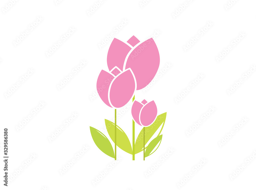 flat icon on white background tulip blooms . 8 March . Women's spring day. Web vector design.