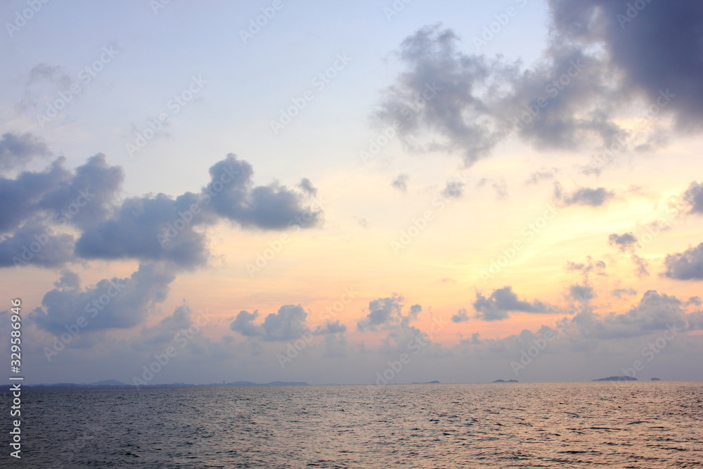 Clouds and morning sky on the sea.white clouds over the tropical sea at sunset.at Khao Laem Ya, Rayong ,Thailand.