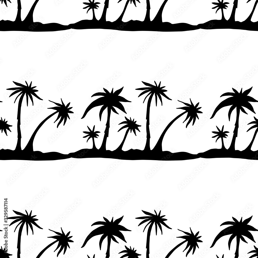 Palm trees. Seamless pattern. Vector illustration.